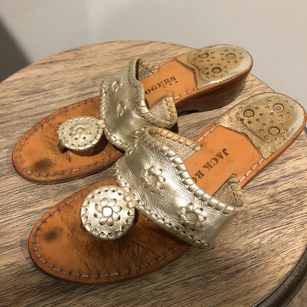 Jack Rogers Wedge Sandals in Platinum